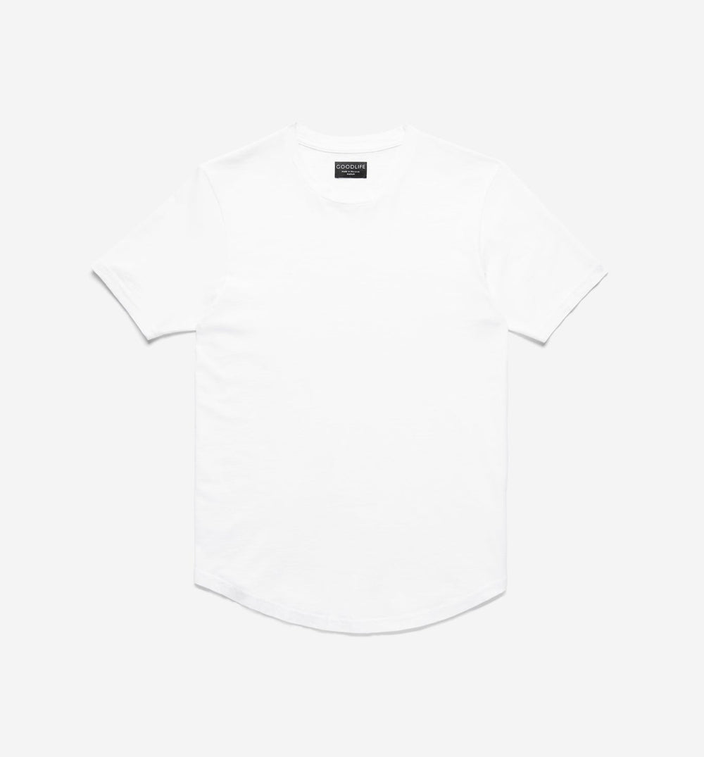 slub scallop crew white