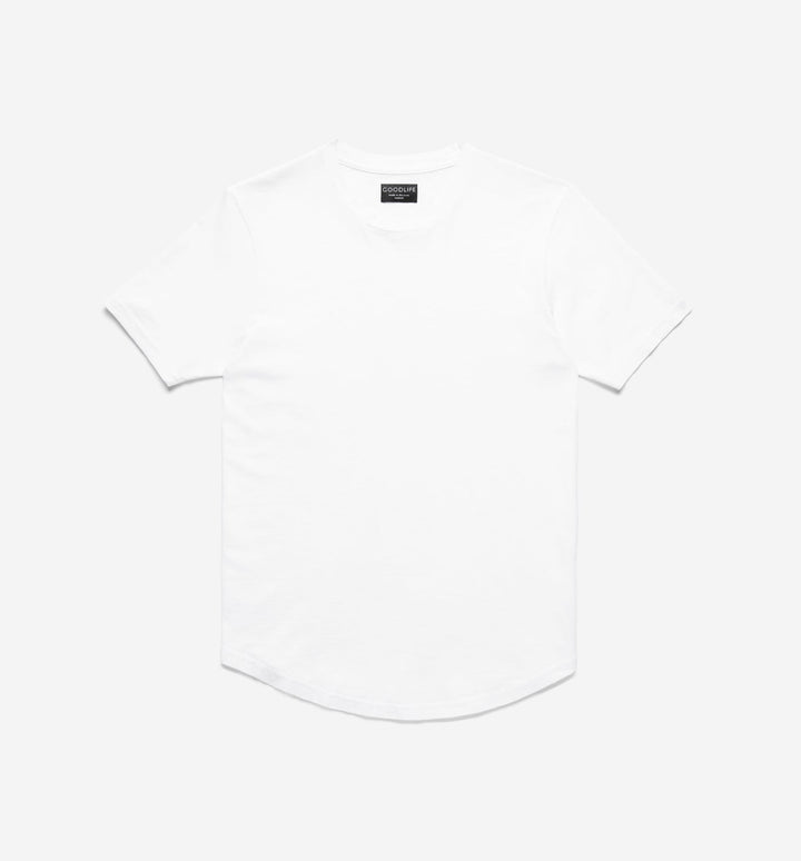slub scallop crew white