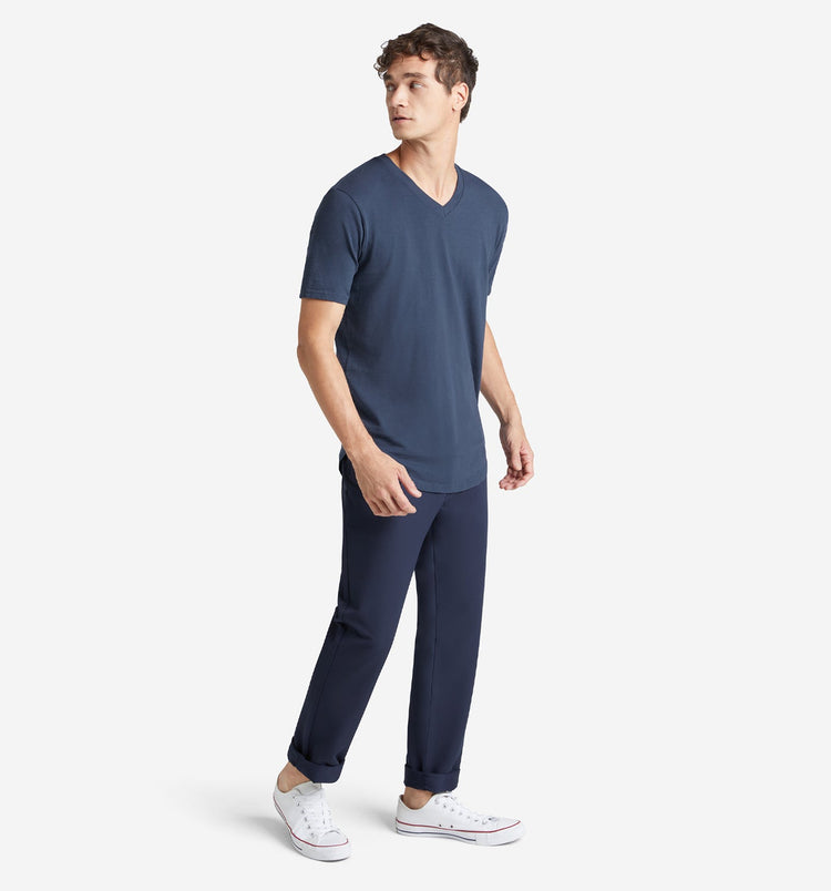 Midnight Slub Scallop V-Neck T-Shirt | Goodlife