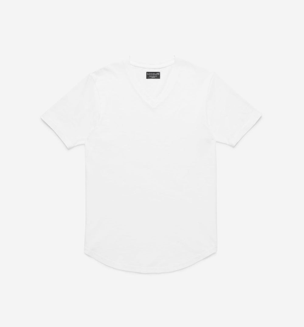 slub scallop v white