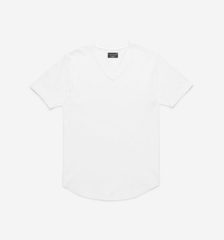 slub scallop v white