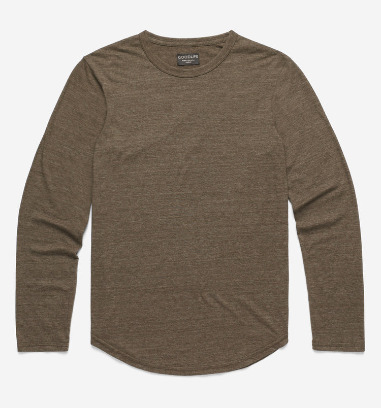 new tri blend ls scallop crew espresso