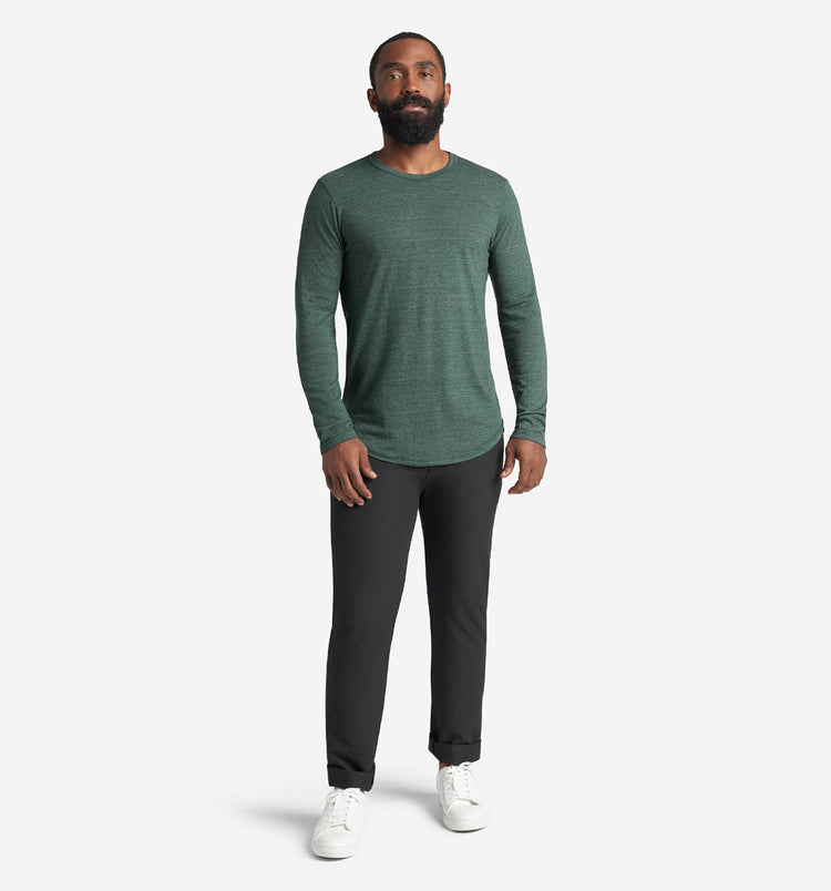 new tri blend ls scallop crew evergreen