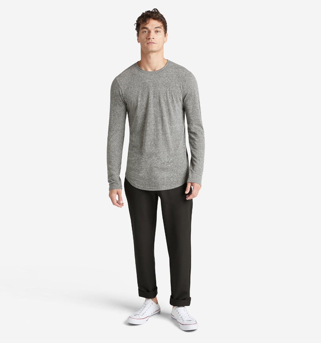 LS Tri-Blend Scallop Crew | Heather Grey | Goodlife