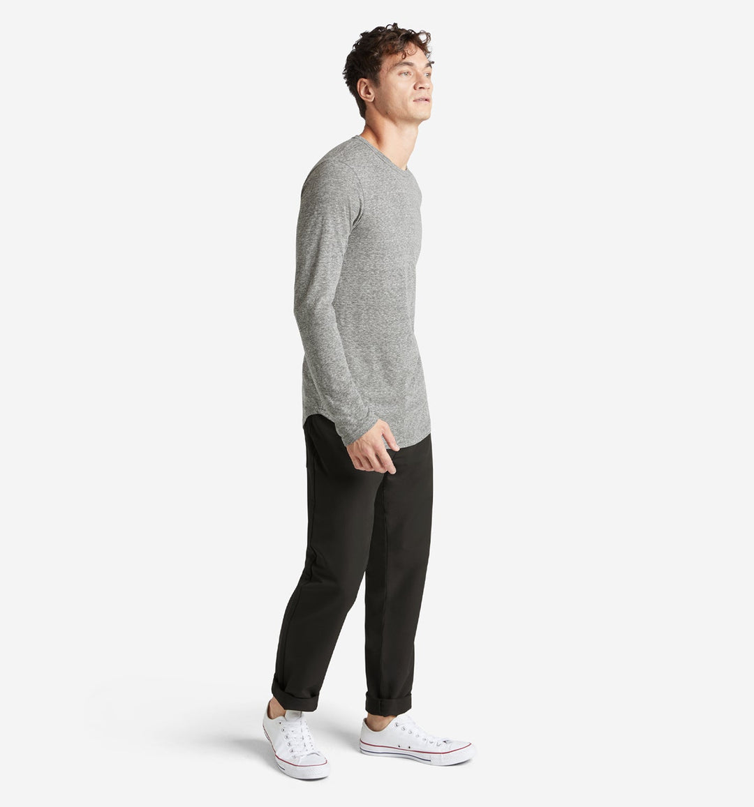 LS Tri-Blend Scallop Crew | Heather Grey | Goodlife