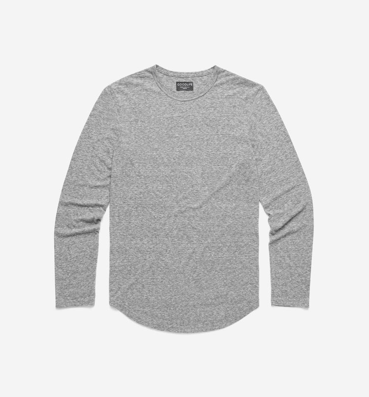 LS Tri-Blend Scallop Crew | Heather Grey | Goodlife