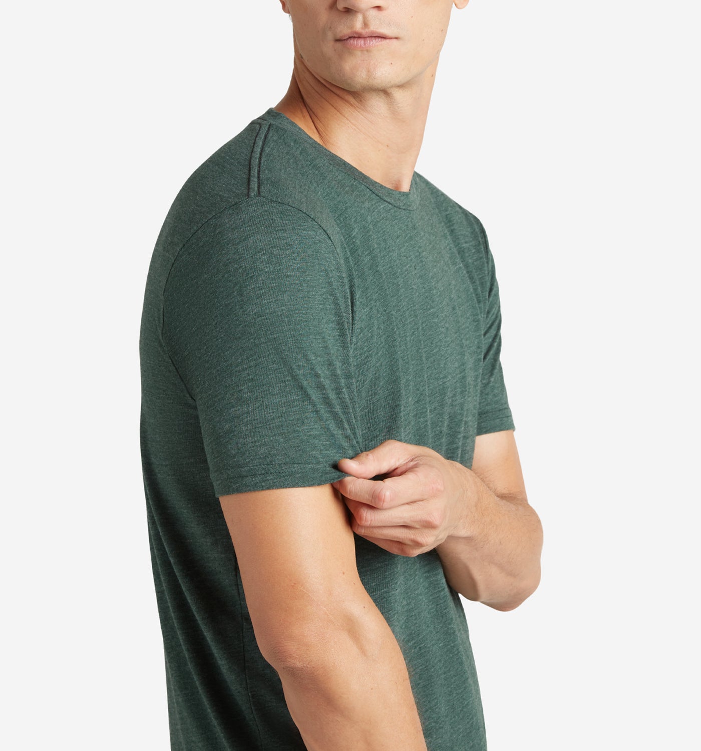 new tri blend scallop crew evergreen