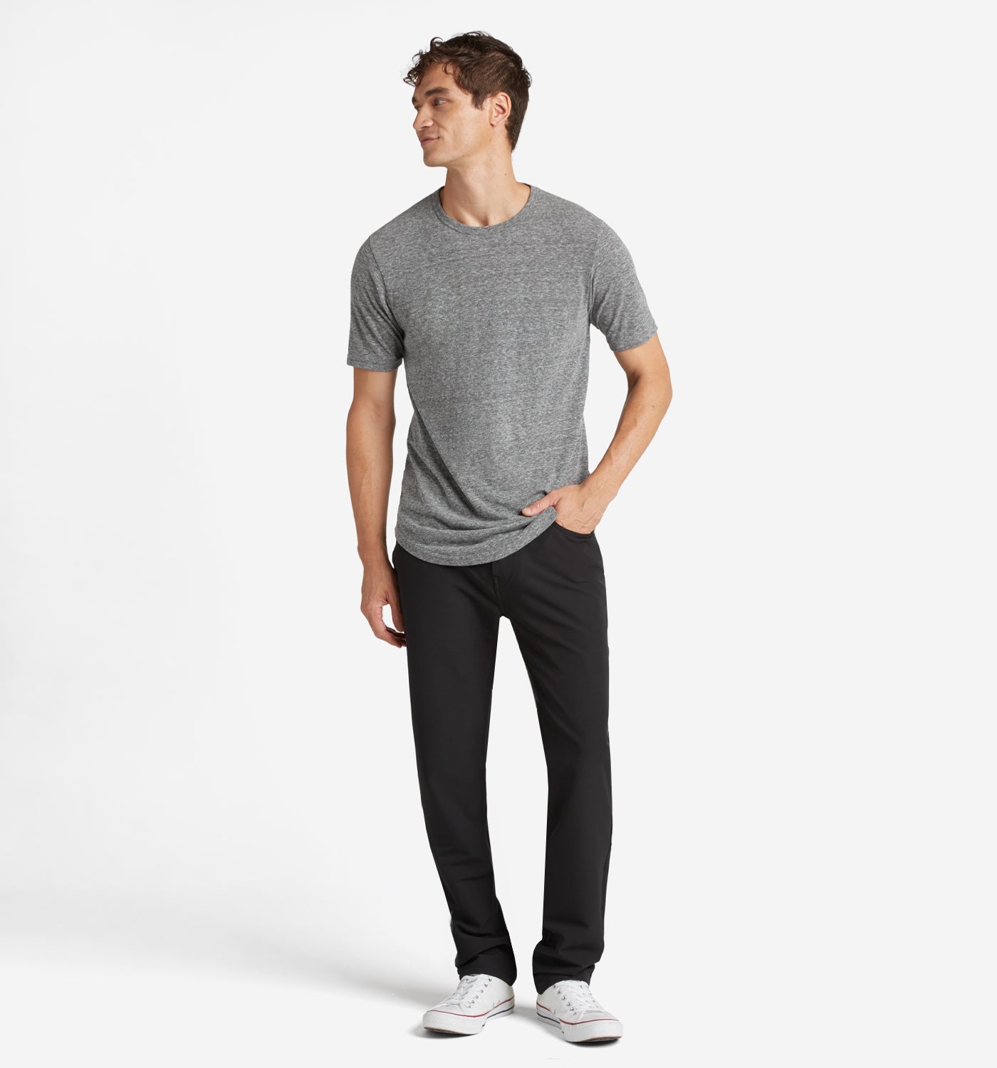 Tri-Blend Scallop Crew in Heather Grey | Goodlife