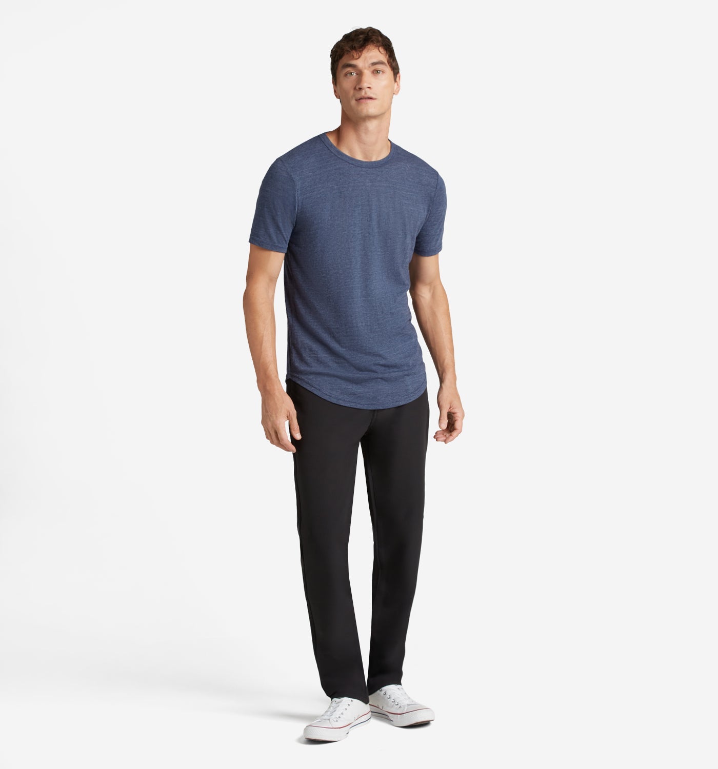 Tri-Blend Scallop Crew Neck T-Shirt | Midnight | Goodlife