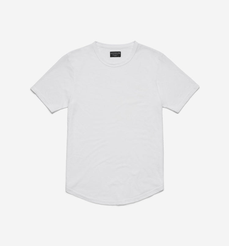 Tri-Blend Scallop Crew Neck | White | Goodlife