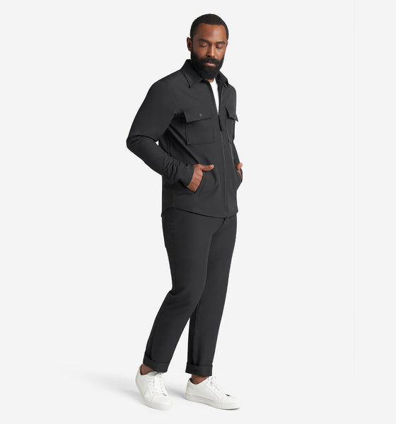 Stretch Poly Twill Shirt Jacket | Black Jacket for Men