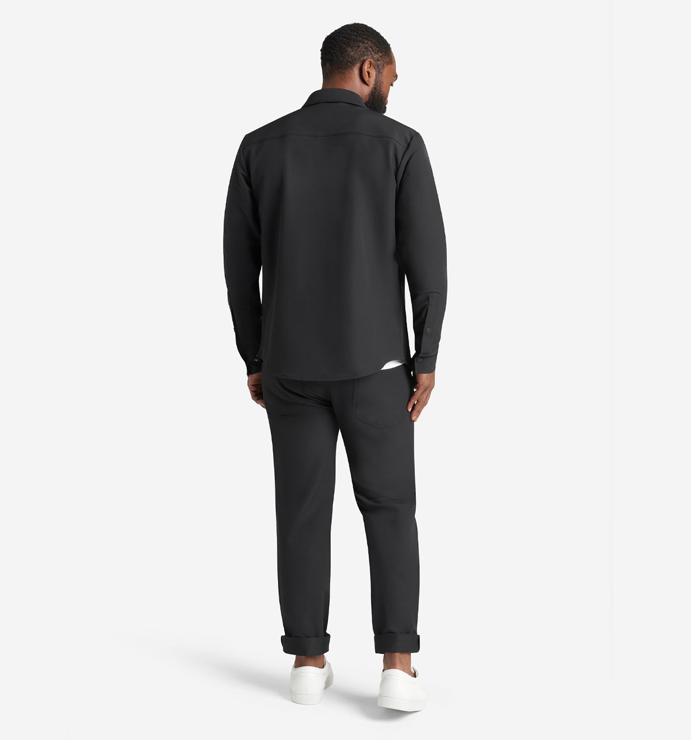 Stretch Poly Twill Shirt Jacket | Black