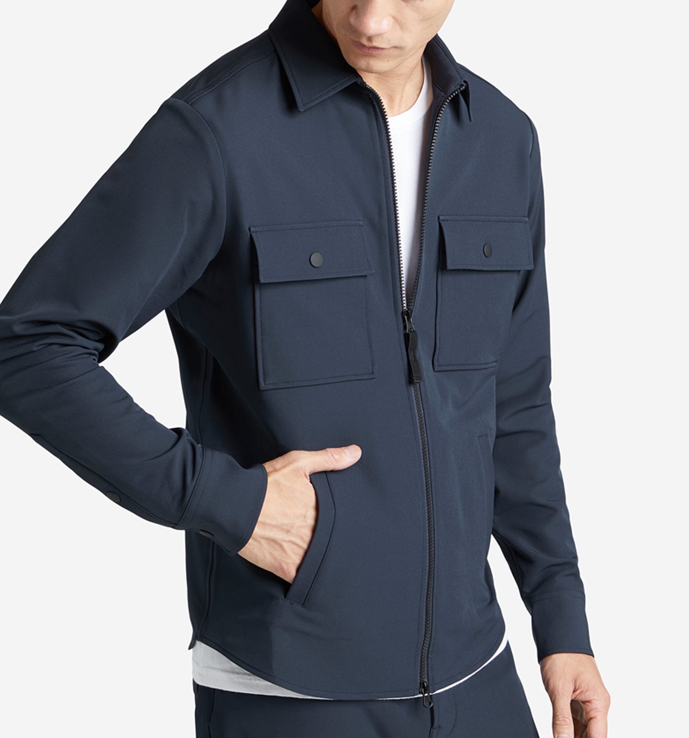 stretch poly twill shirt jacket midnight