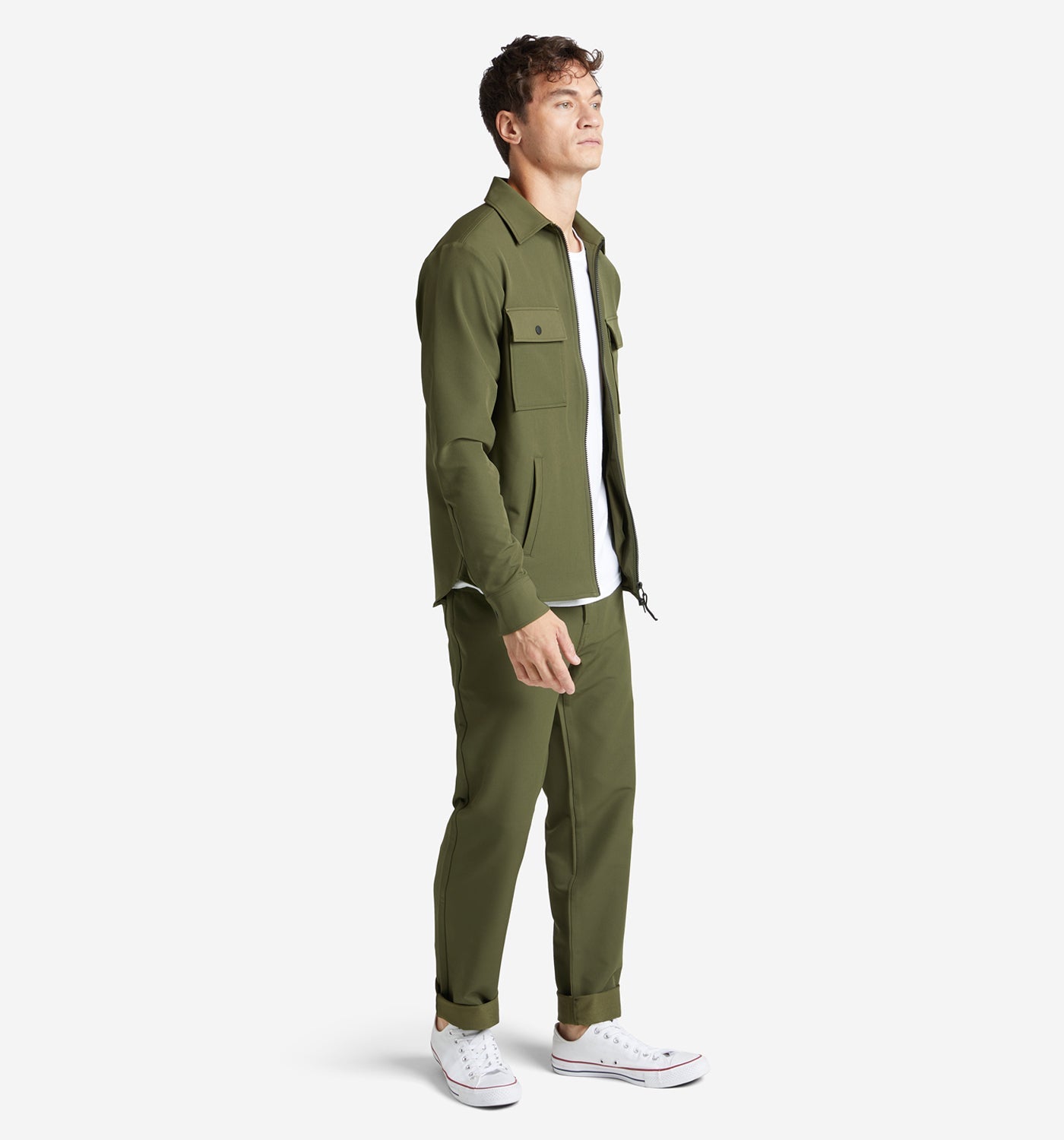 Stretch Poly Twill Shirt Jacket | Olive – Goodlife