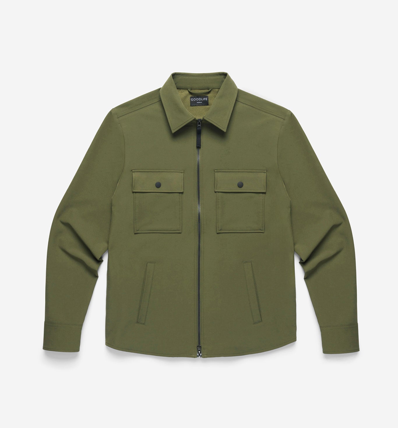 Stretch Poly Twill Shirt Jacket | Olive