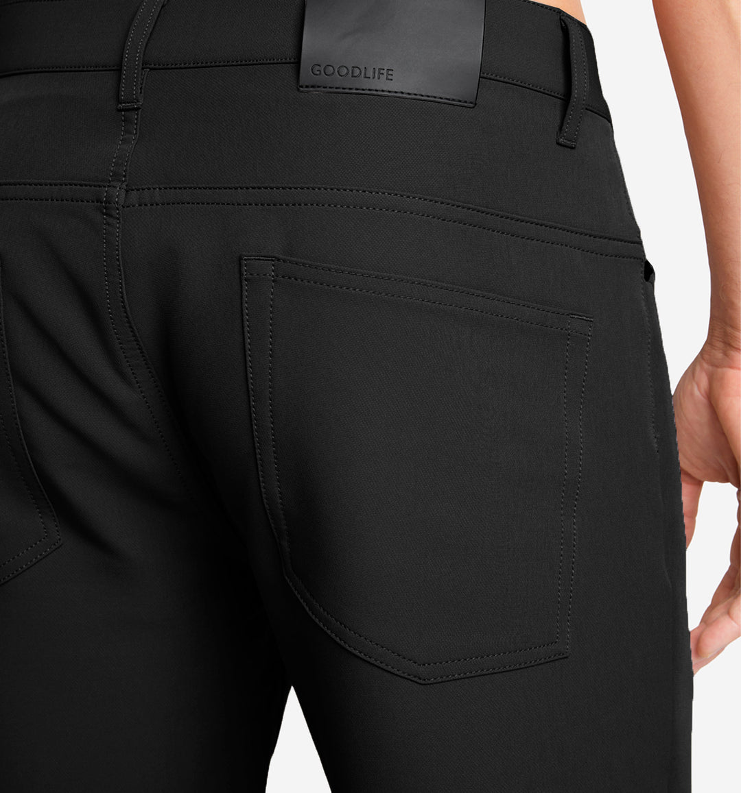 stretch poly twill 5 pocket pant black