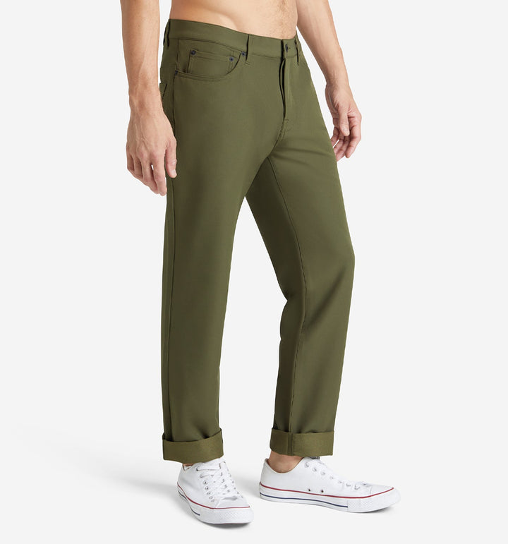 stretch poly twill 5 pocket pant olive