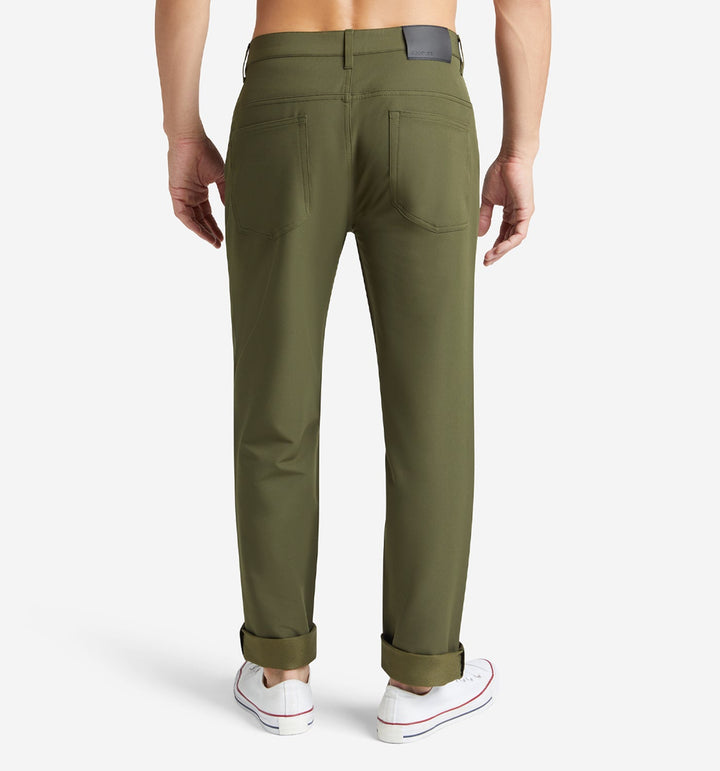 stretch poly twill 5 pocket pant olive