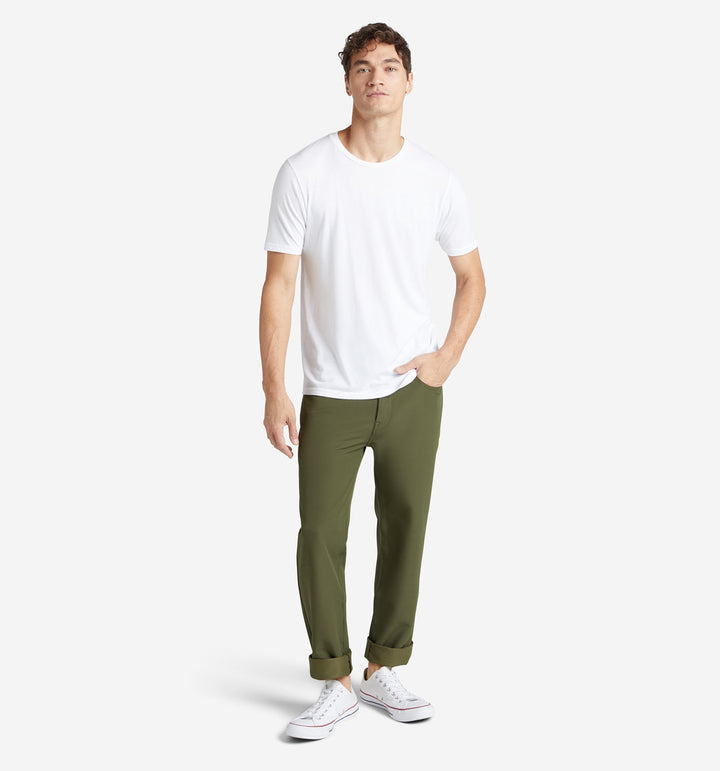 stretch poly twill 5 pocket pant olive