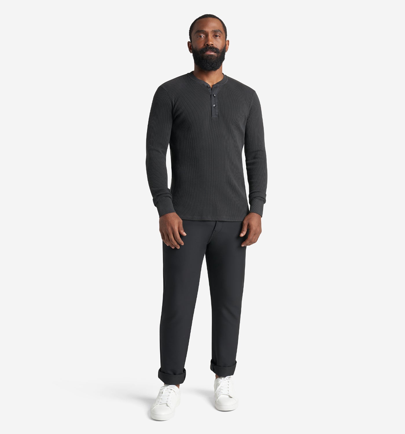 LS Thermal Waffle Henley | Black