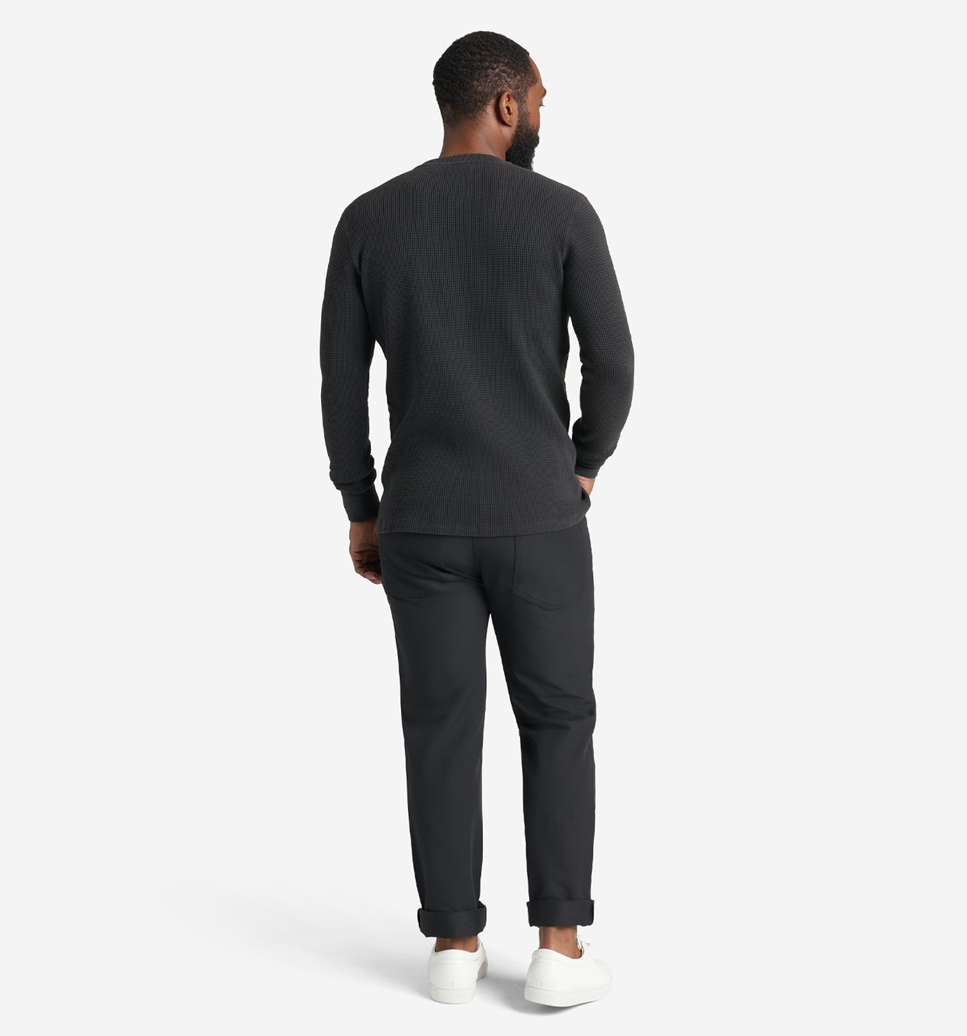 LS Thermal Waffle Henley | Black