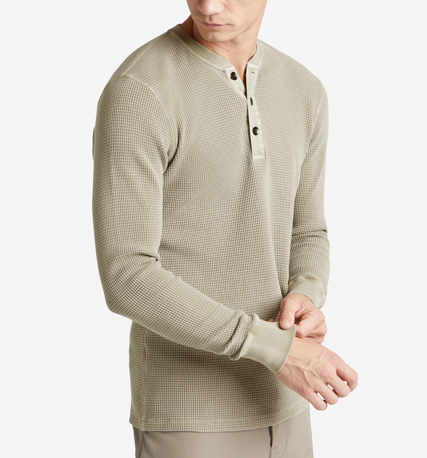 LS Thermal Waffle Henley Timber - Side View