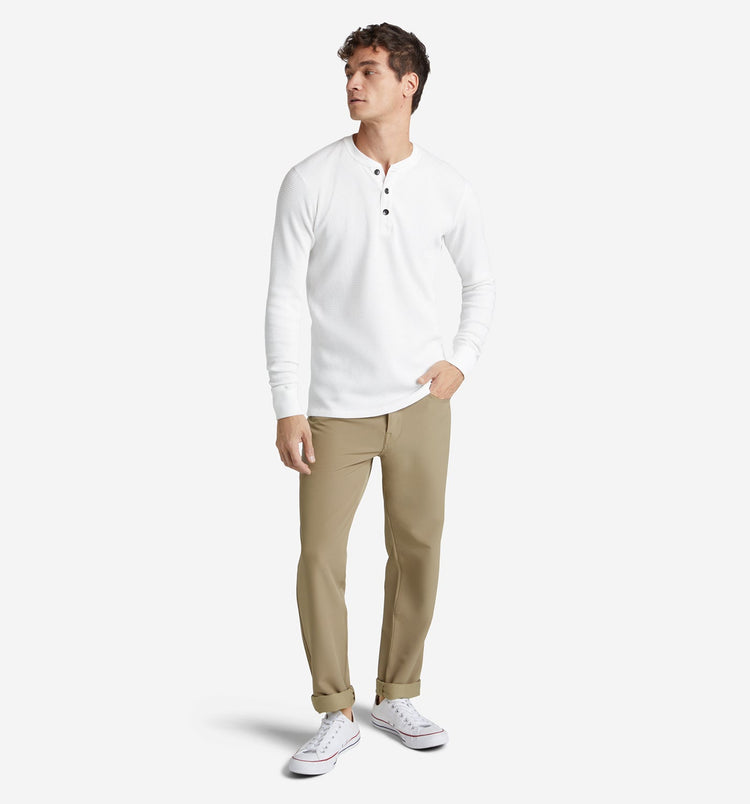 ls thermal waffle henley white