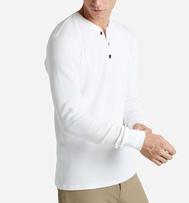 ls thermal waffle henley white