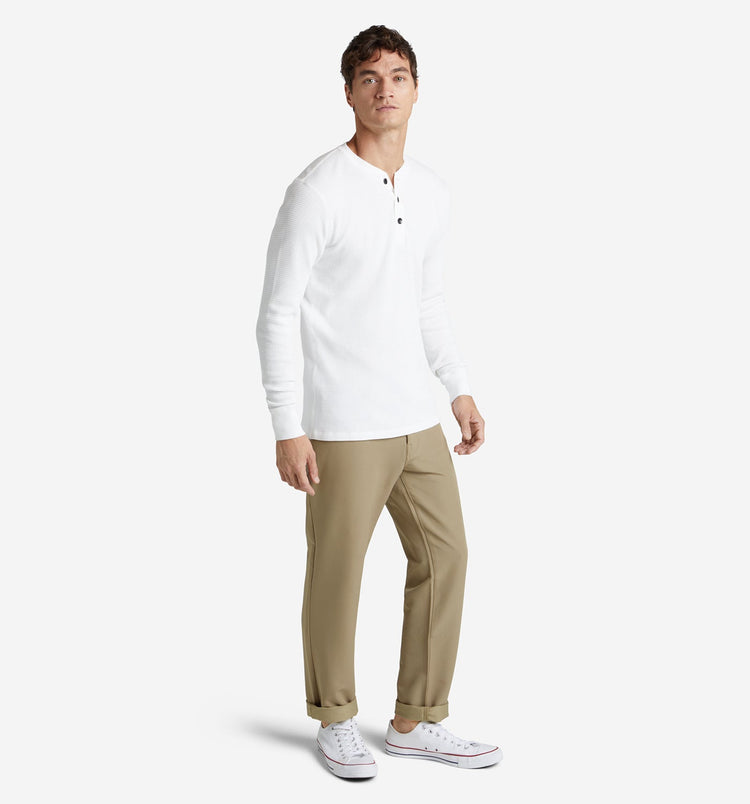 ls thermal waffle henley white