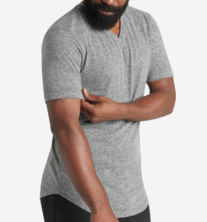 new tri blend scallop v heather grey