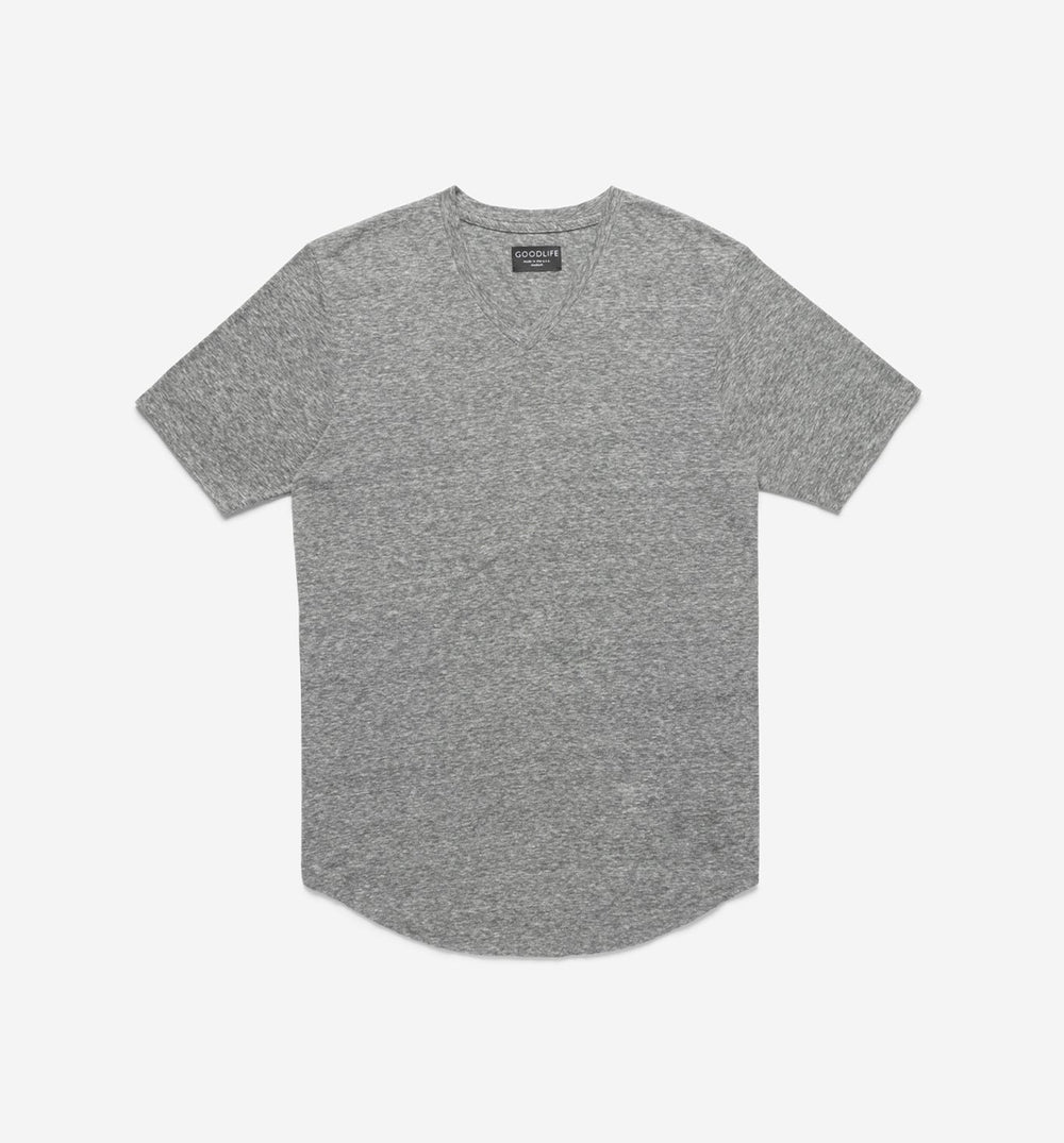 new tri blend scallop v heather grey