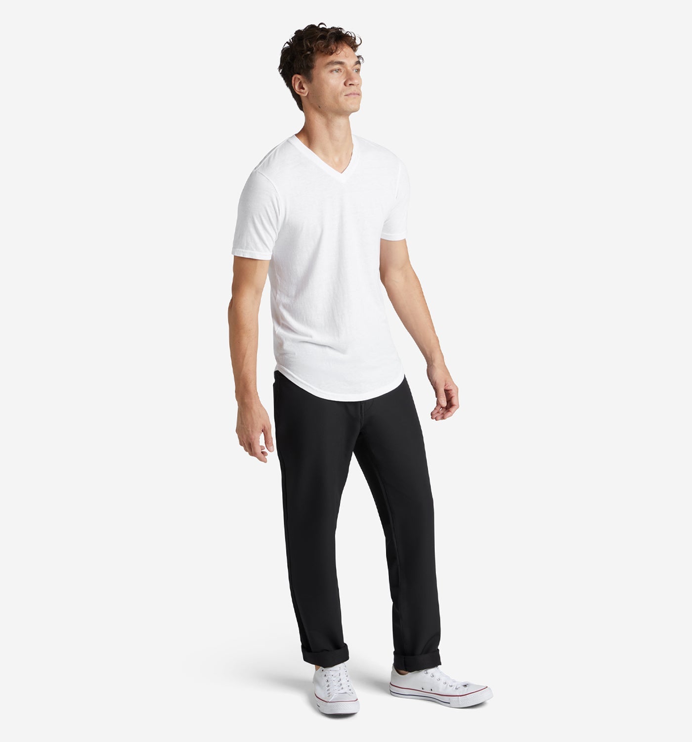 Tri-Blend Scallop V-Neck T-Shirt | White | Goodlife