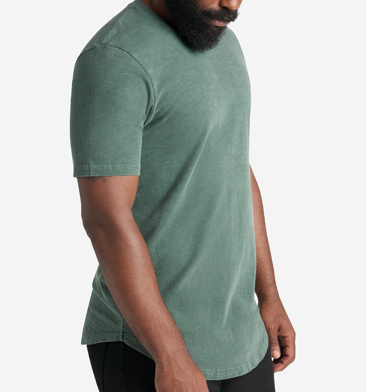 sun faded slub scallop crew evergreen