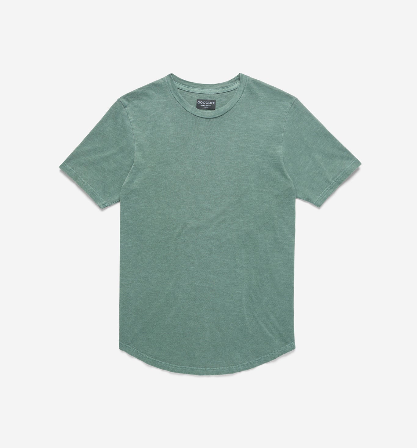 sun faded slub scallop crew evergreen