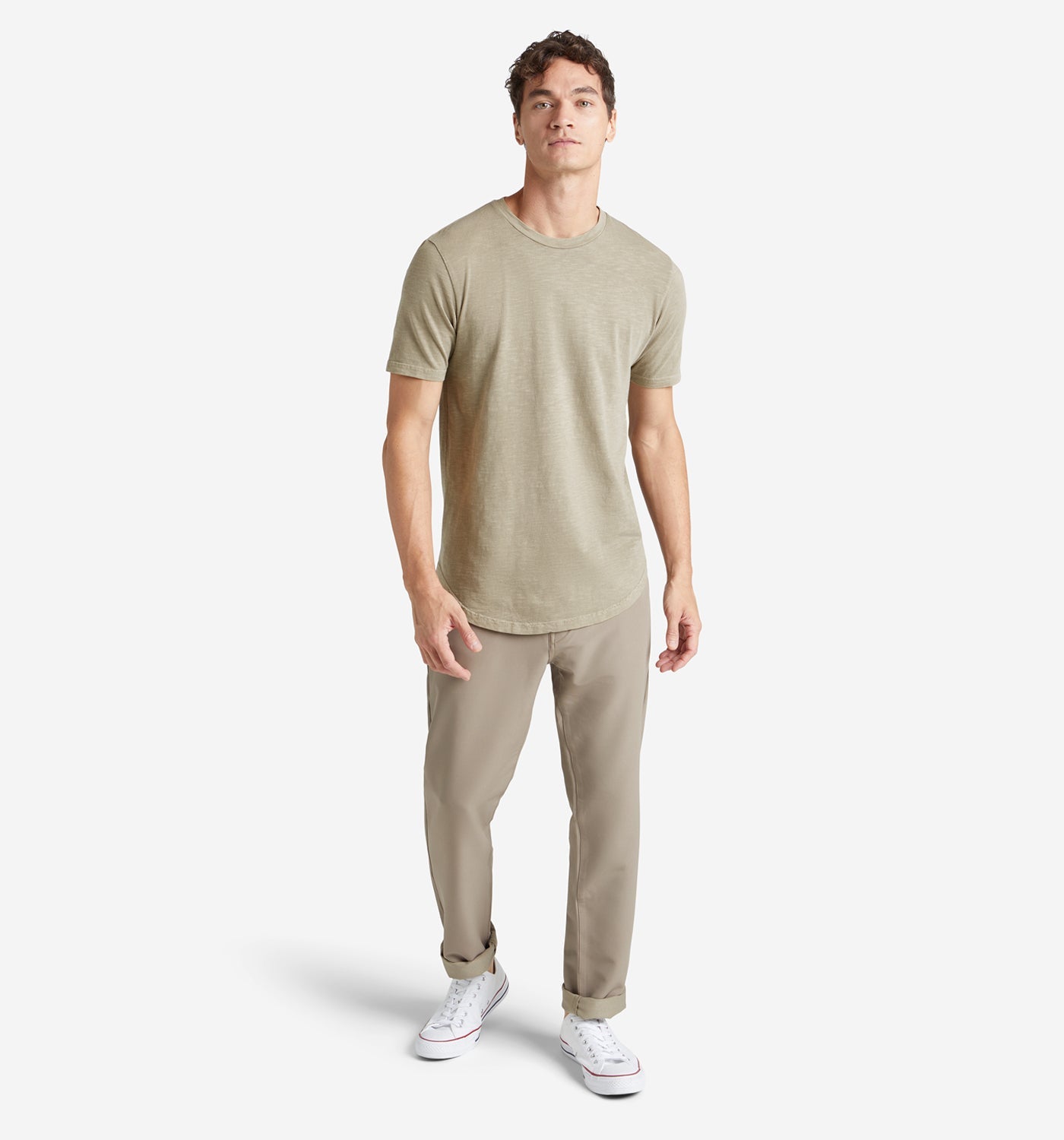 Sun-Faded Slub Scallop Crew | Timberwolf | Goodlife