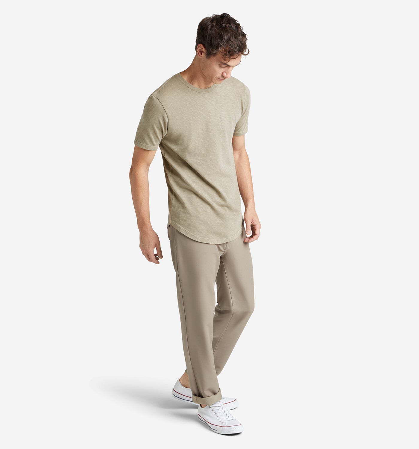 Sun-Faded Slub Scallop Crew | Timberwolf