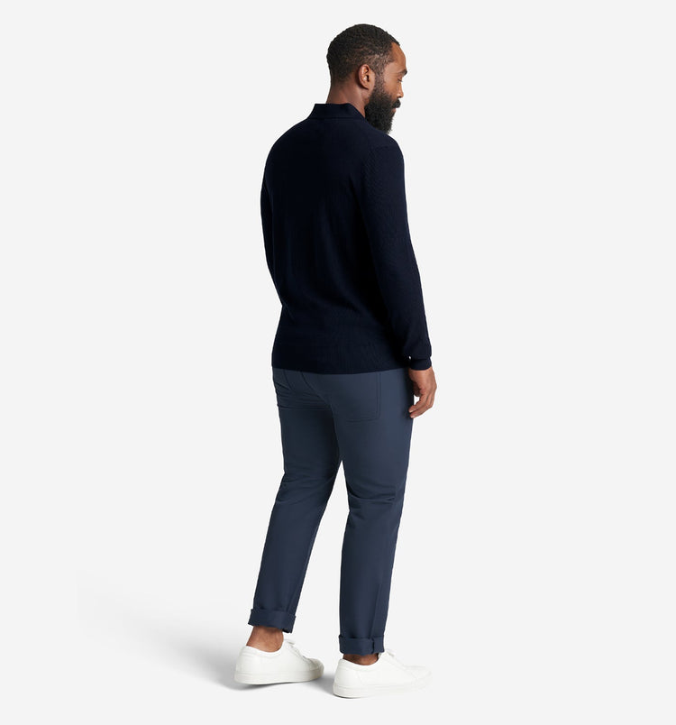 ls mini waffle knit polo midnight