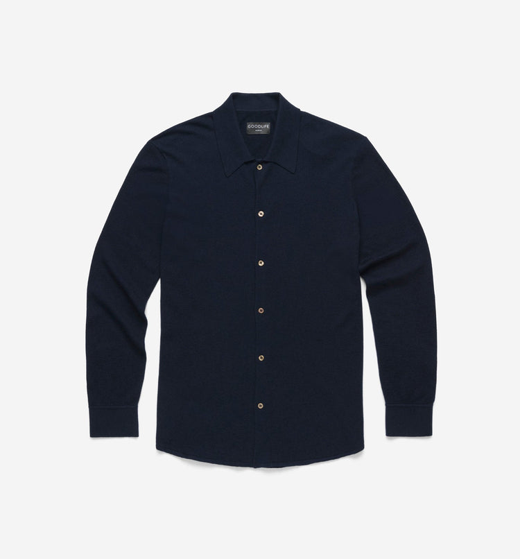 ls mini waffle knit shirt midnight