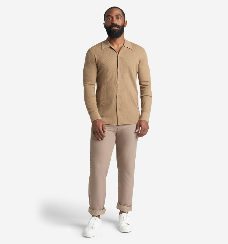 ls mini waffle knit shirt timber