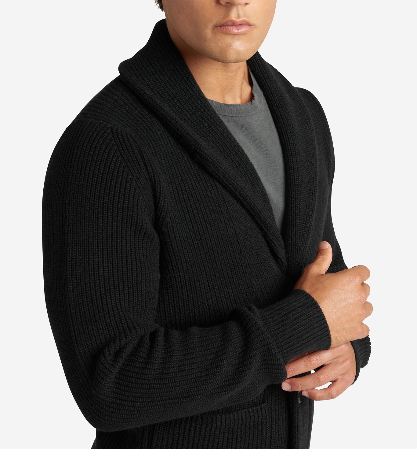 Shawl Collar Sweater - Black – Goodlife