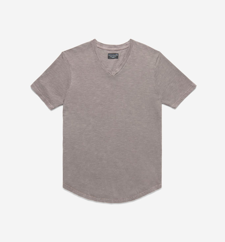 sun faded slub scallop v espresso